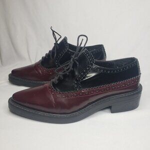 Zara Women's Sz 36 Black/Maroon Pointed Toe Lace-up Oxford Shoes